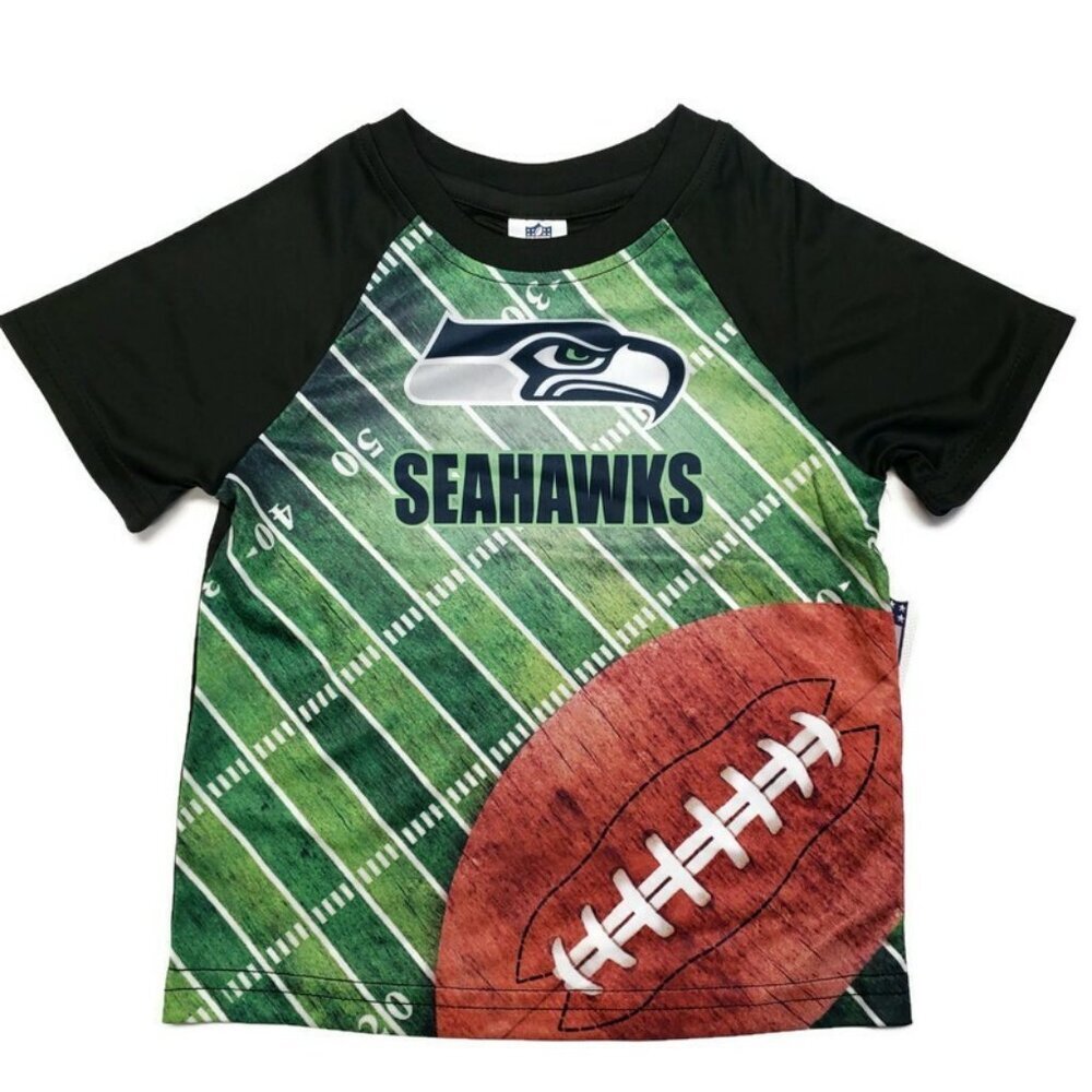 NFL Seattle Seahawks Toddler Boys Size 2T Football Field Short Sleeve Shirt